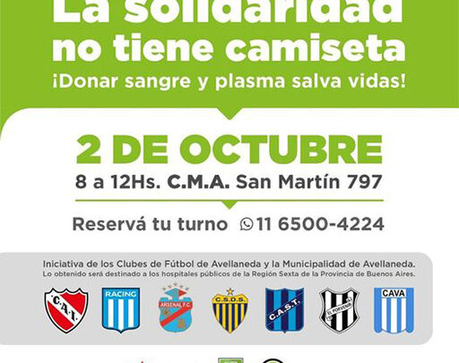 Convocan a participar de campaña de donación de sangre y plasma “La solidaridad no tiene camiseta”