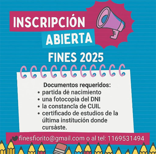 Hospital Fiorito: Abierta la inscripción al Plan FINES 2025 Hospital Fiorito: Abierta la inscripción al Plan FINES 2025